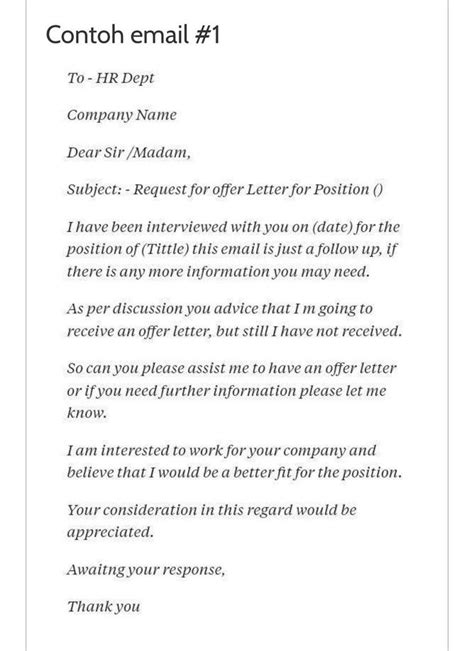 Cara menulis cover letter permohonan kerja yang mantap info pelajar. Contoh Offer Letter Kerja Bahasa Melayu