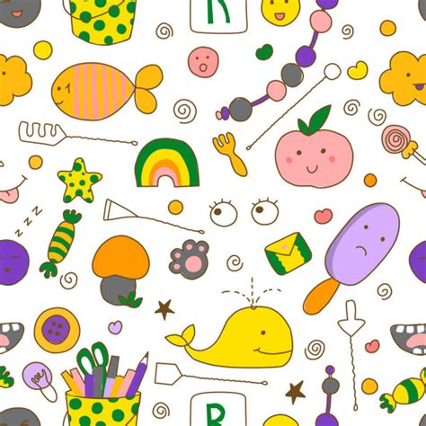 Seamless Kawaii Child Pattern With Speech Therapy Tools With Cute