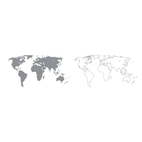 World Map Grey Set Icon Globe Travel Topography Vector Globe Travel
