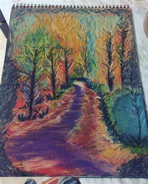 Forest Path Chalk Pastel On Paper 11x14 Art