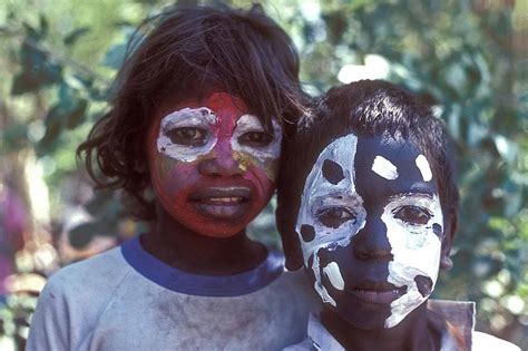 Painted Faces Aboriginal Children Northern Australia Ozoutback