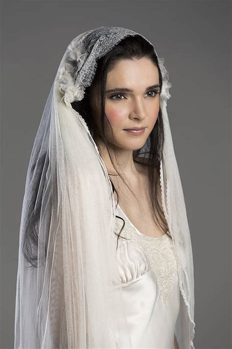Aurora Chantilly Lace Silk Wedding Veil By Lovebysusie