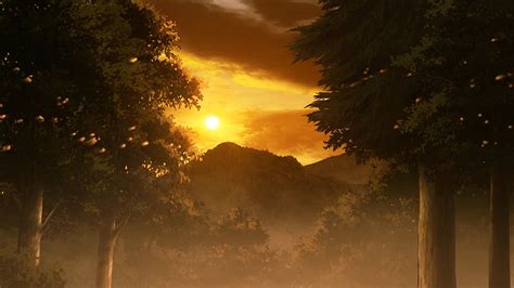 Sunset Landscape From Demon Slayer Sunset Landscape Anime Scenery