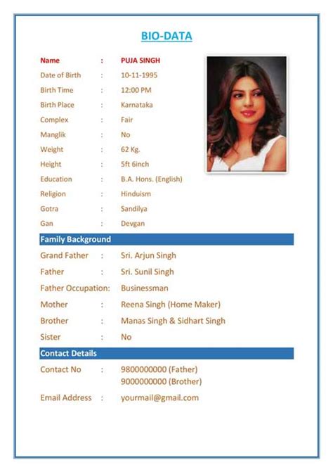 Biodata Format For Marriage For Girl Marriage Biodata Format Bio Porn Sex Picture