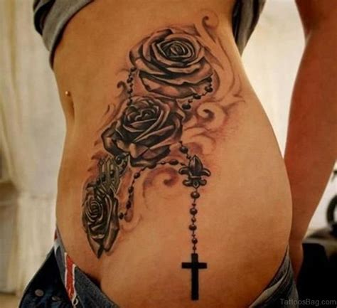 Believe, love and faith cross design. 47 Classic Rosary Tattoos For Rib