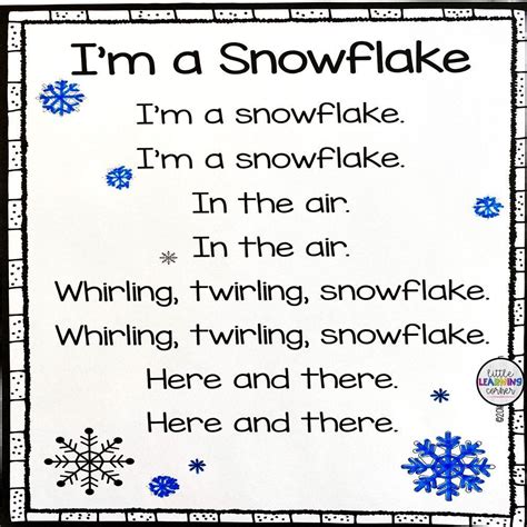 Im A Snowflake Poem Poetry For Kids Winter Poems Kindergarten Themes