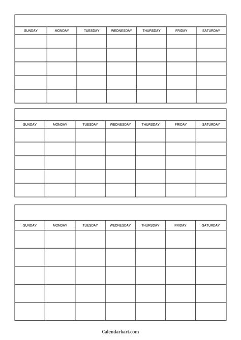 Free Printable Blank Calendar Templates Calendarkart