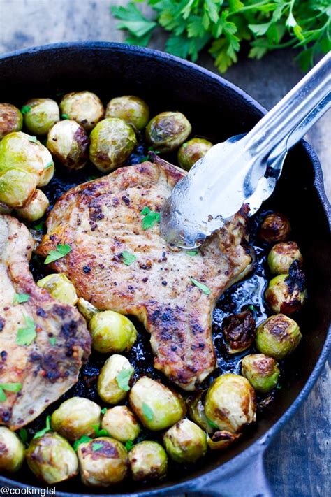 One Pan Pork Chops And Brussels Sprouts