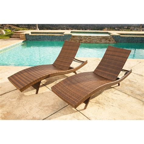 Shop Abbyson Palermo Outdoor Brown Wicker Chaise Lounge Set Of 2 On