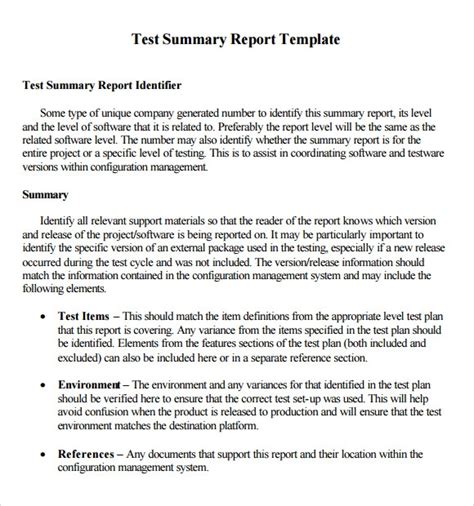 8 Sample Summary Reports Sample Templates