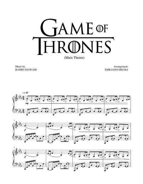 Game of thrones sheet music pdf from game of thrones main theme for piano sheet music scoring piano solo original key. Game of Thrones Sheet music for Piano | Download free in ...