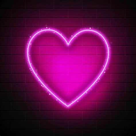 Heart Neon Sign Frame With Light Sparkles Valentine Neon Heart Png
