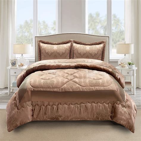 3 Piece Quilted Bedspread Bed Throw Heavy Jacquard Comforter Set With 2 Shams Ebay