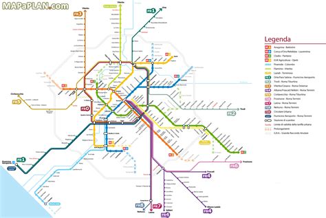 Rome Top Tourist Attractions Map Metro Subway Tube Underground
