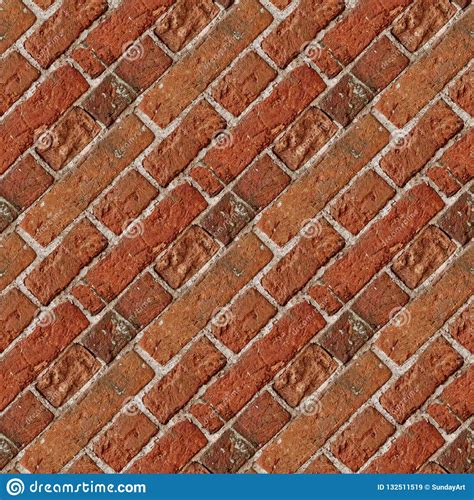 Ssamless Pattern With Old Broken Red Bricks With Paint Stock Image