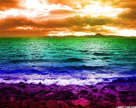 Free Download Ocean Beach Rainbow Art Photograph Sunset By