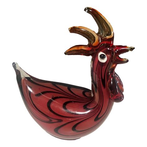 Murano Style Italian Glass Art Glass Bird Vintage Rooster Figurine Bird Lover T Etsy
