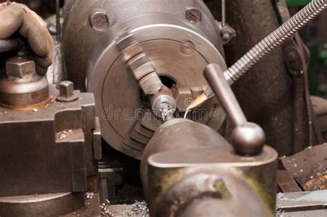 Metal Processing By Lathe Machine Cutting Tool At Mechanical Turning