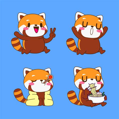 Cute Red Panda Drawing Cartoon Red Panda Sticker 6529186 Vector Art At