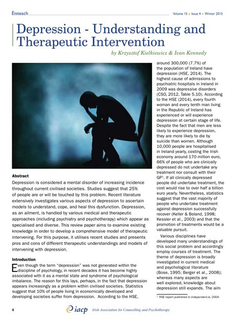 Pdf Depression Understanding And Therapeutic Intervention