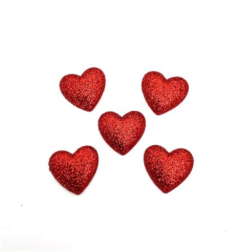Red Glitter Hearts Buttons Shank Flat Back Choice 1185 C Etsy