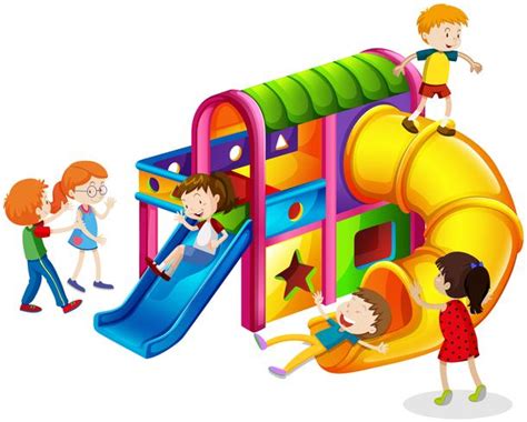 Children Playing On Slide At Playground 296954 Vector Art At Vecteezy