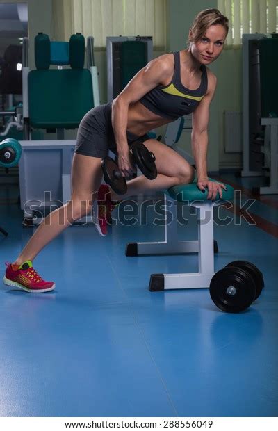 Sexy Athletic Girl Gym Seductive Blonde Stock Photo 288556049