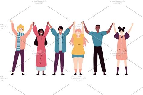 Group Of Diverse Happy People Pre Designed Vector Graphics ~ Creative