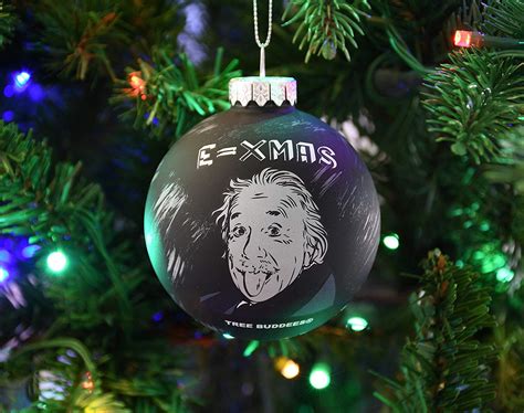 Albert Einstein Exmas Glass Christmas Ornament Walyou