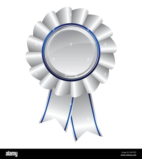 Beautiful Silver Ribbon Award Icon Element With Blue Accents Isolated