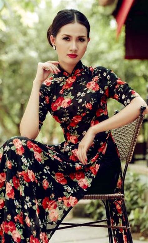 Modern Ao Dai In Floral Silk Ao Dai Vietnamese Long Dress Asian Dress