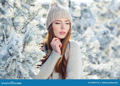 Beautiful Winter Portrait Of Young Woman In The Stock Image Image Of