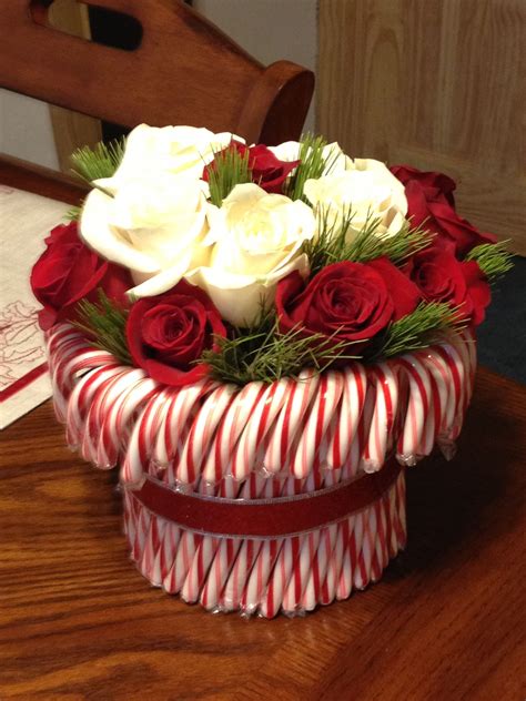 Candy Cane Rose Centerpiece Christmas Decorations Sewing Christmas