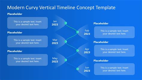 Modern Curvy Vertical Timeline Concept Template For Powerpoint