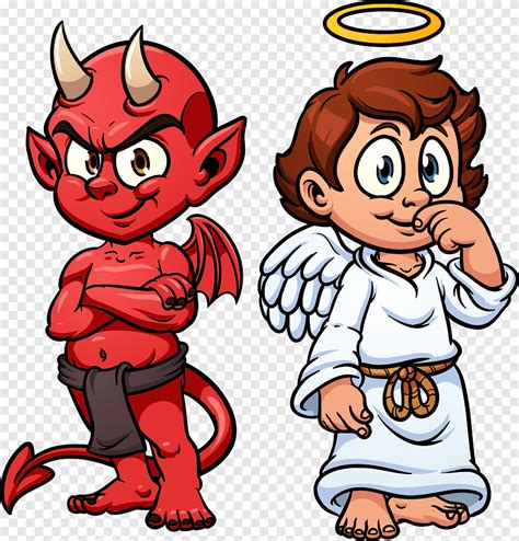 Devil Shoulder Angel Illustration Devil And Angel Child Boy Png Pngegg
