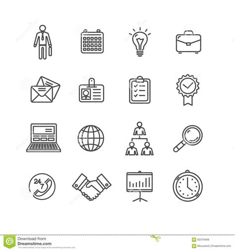 Business Outline Black Icons Set Vector Stock Vector Illustration Of