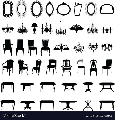 Furniture Silhouette Set Royalty Free Vector Image
