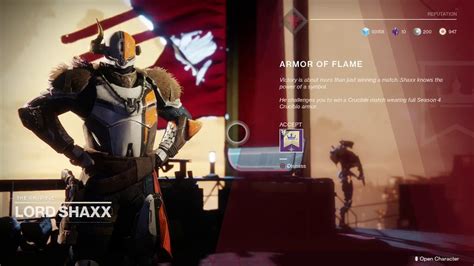 Destiny 2 Forsaken Level 50 Unlock Lord Shaxx Armor Of Flame Quest