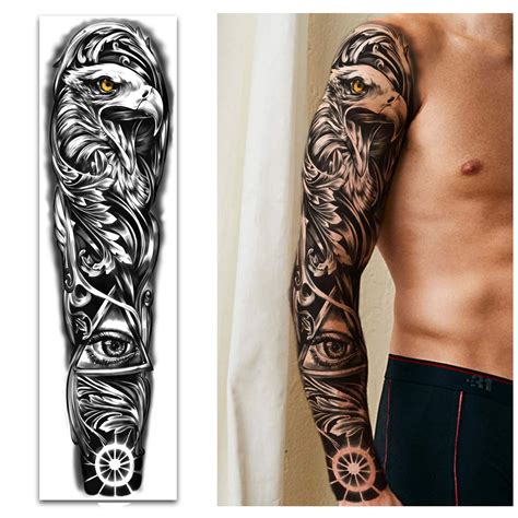 Full Arm Temporary Tattoos 8 Sheets And Half Arm Shoulder Waterproof Tattoos 8 Sheets Extra
