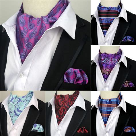 Fashion Mens Cravat Tie Set Handkerchief Silk Paisley Dot Floral