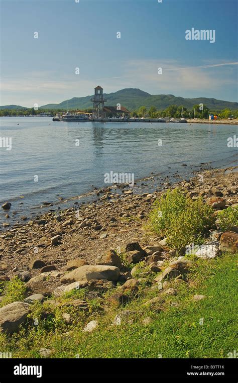 North America Canada Quebec Eastern Townships Magog A Beach In