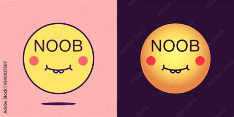 Emoji Face Icon With Phrase Noob Unskilled Emoticon With Text Noob