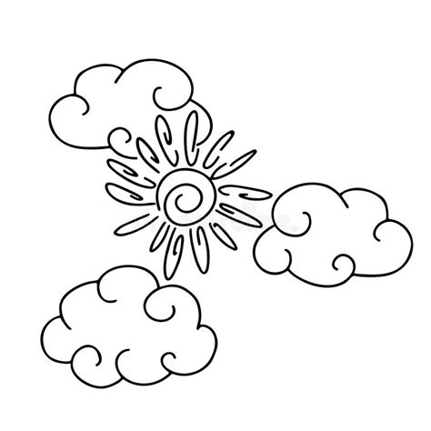 sun and clouds vector drawing on an isolated white background stock vector illustration of