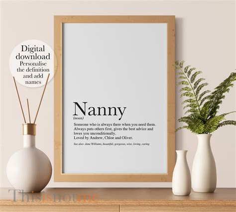 Worlds Best Ever Nanny Definition Printable Modern Etsy
