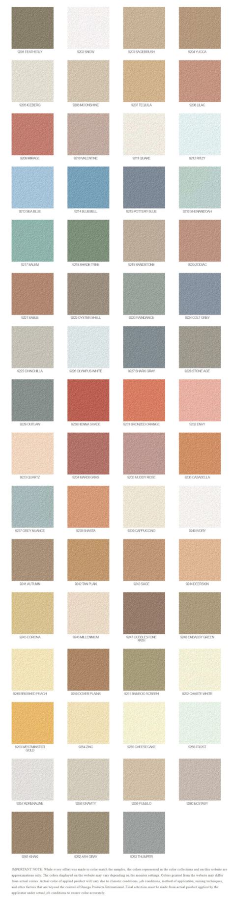 California Stucco Color Chart