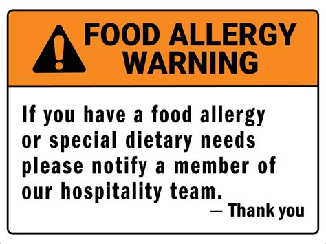 Food Allergy Warning Sign New Signs