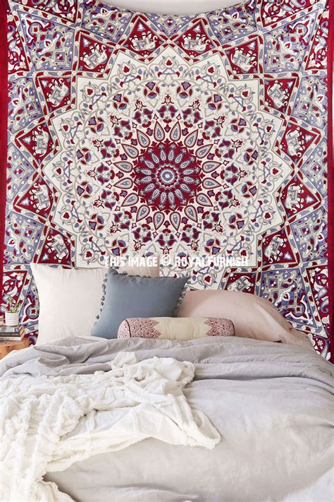 White egyptian cotton duvet cover set quilted bedspread double king bedding sets. Maroon White Indian Mandala Star Dorm Decor Hippie ...
