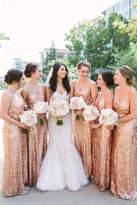 Must See Rose Gold Bridesmaid Dresses Paired With Blush Bouquets Bridesmaids Bridesmaiddress