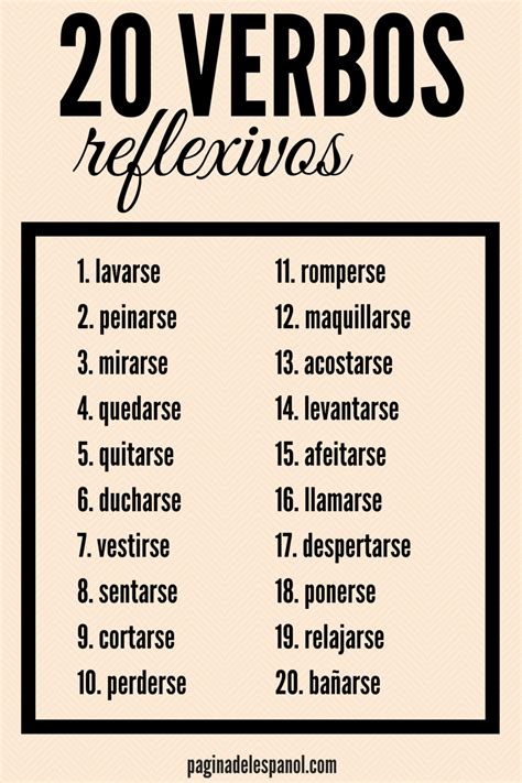 20 Verbos Reflexivos La Página Del Español Verbos Reflexivos