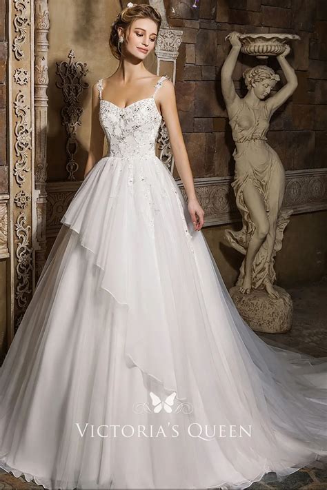 Beaded Sleeveless Sweetheart Princess Wedding Dress Vq